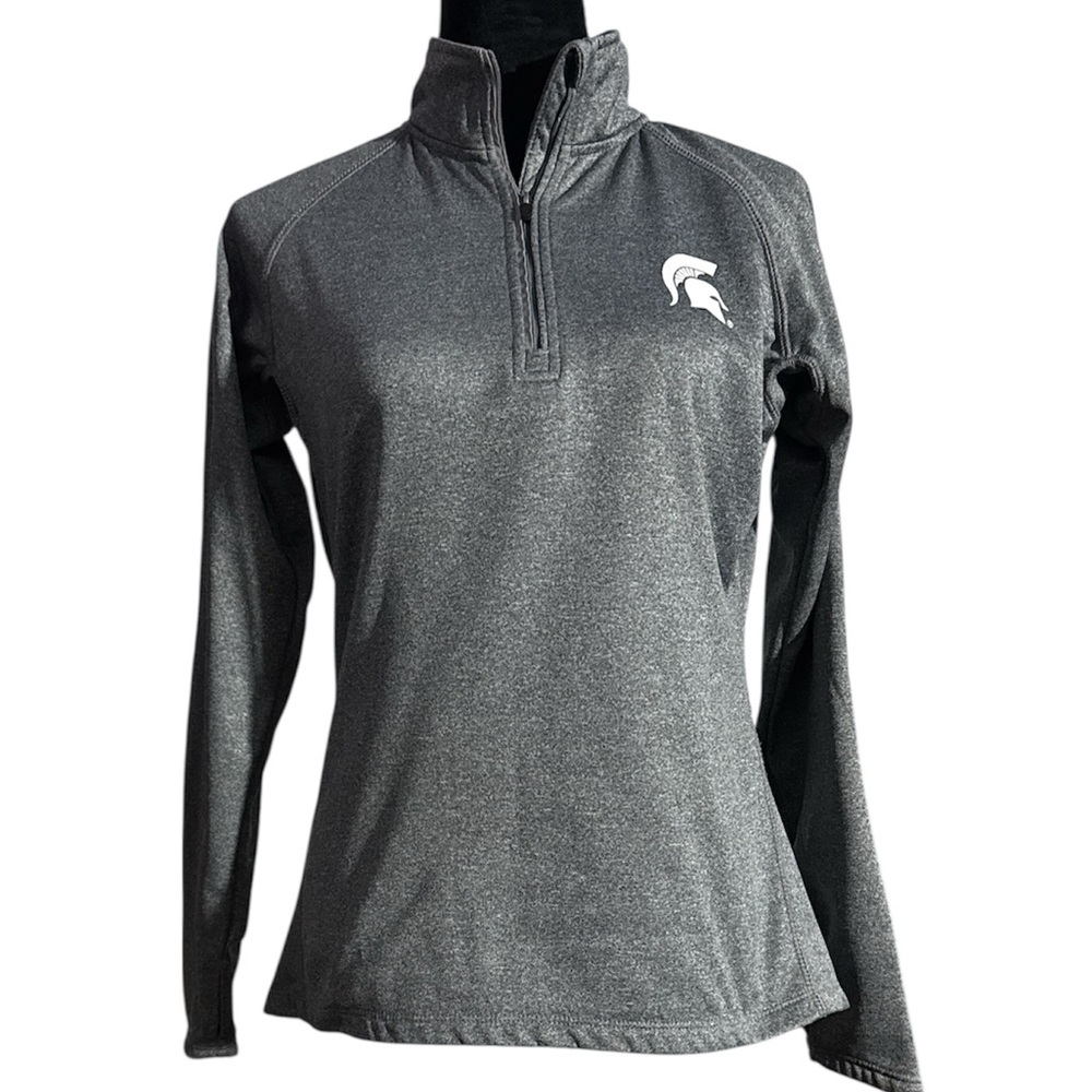 Knights Apparel Michigan Spartans Charcoal Quarter-Zip Pullover- Size M